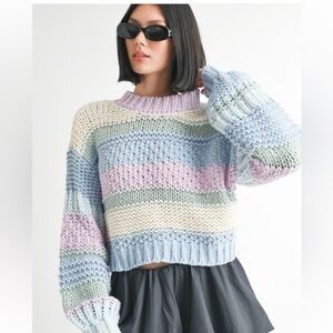 Pastel Striped Knit Sweater